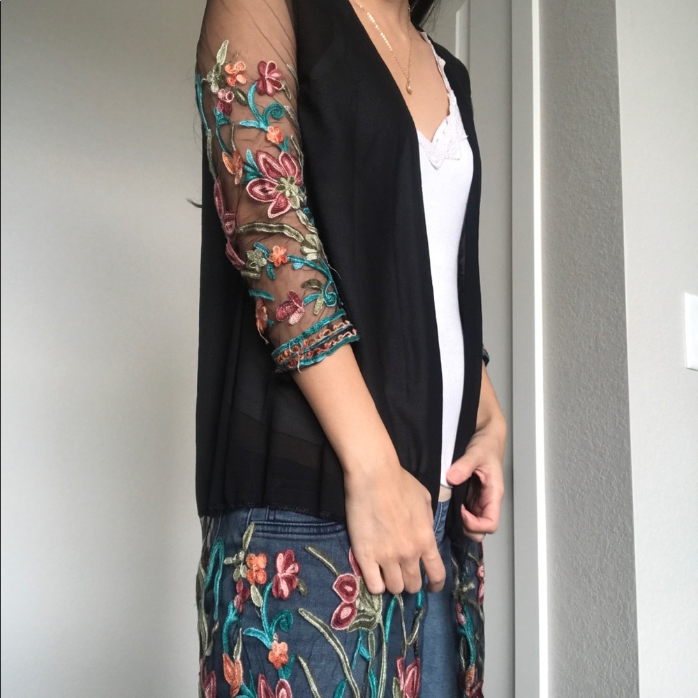 Embroidered Fringe Kimono